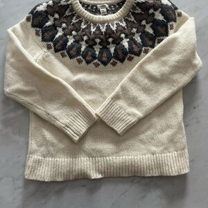 LLBean Fair Isle Cozy Cream Sweater